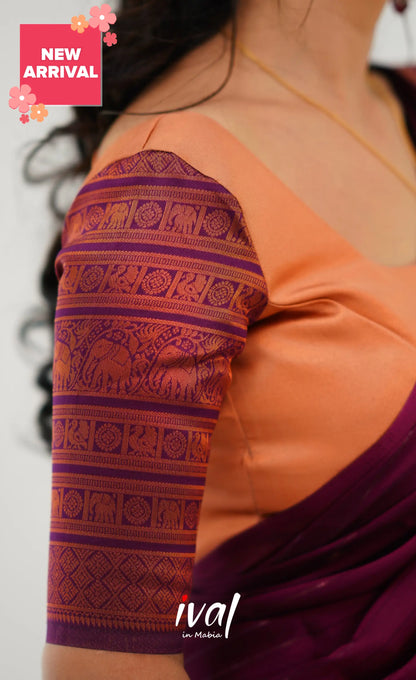 Padmakshi Blended Silk Half Saree - Pinkish Orange And Magenta Sarees