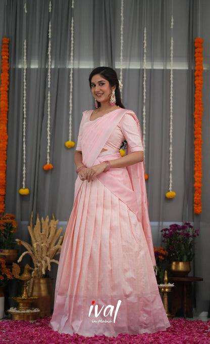 Padmakshi Blended Silk Halfsaree - Baby Pink Half Sarees
