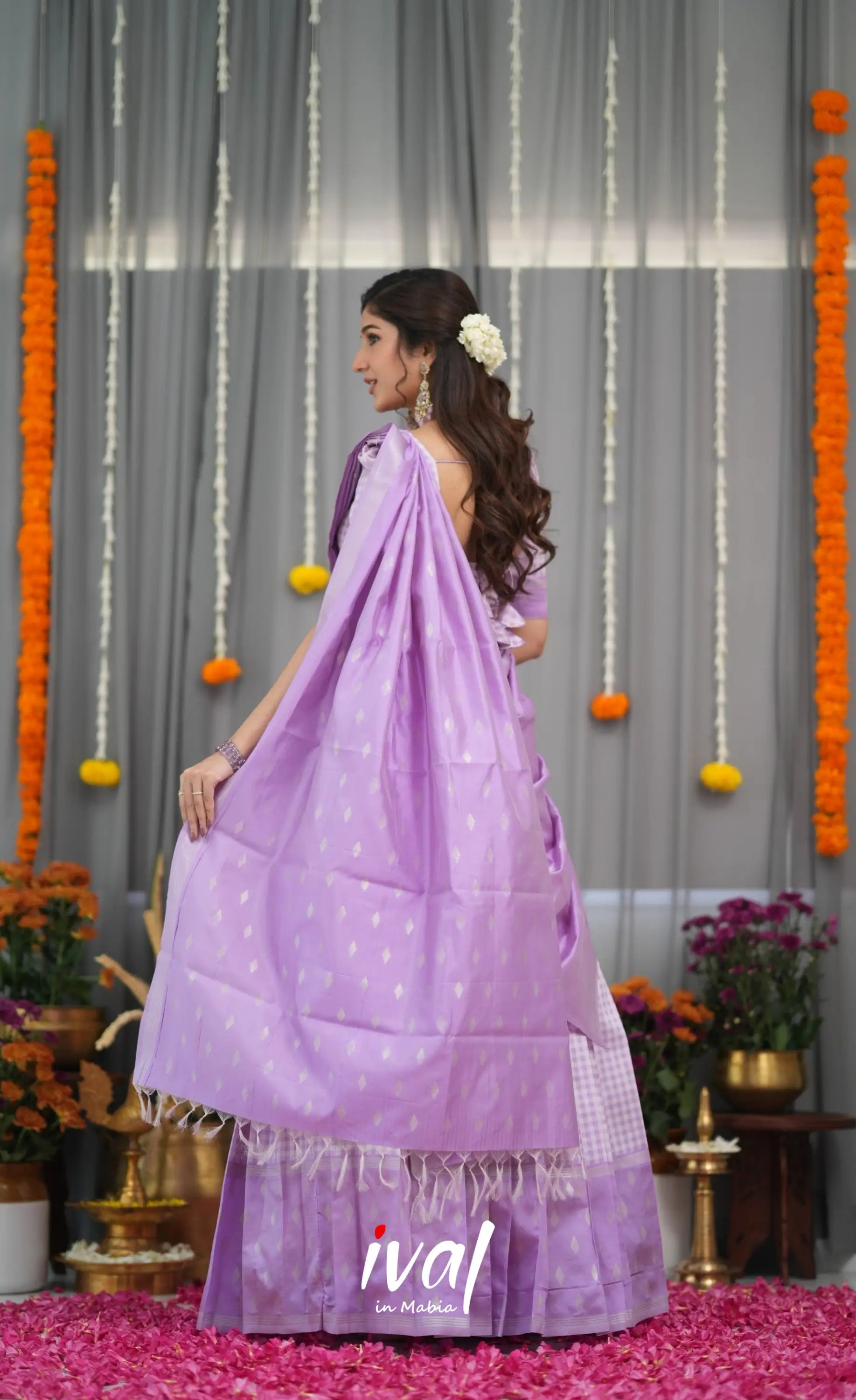 Padmakshi Blended Silk Halfsaree - Lavender Half Sarees