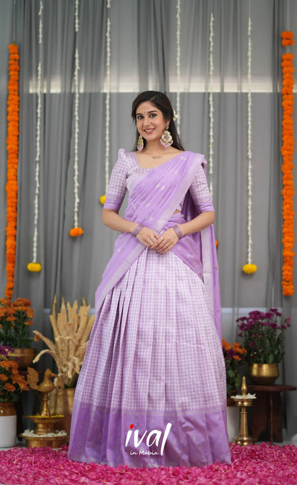 Padmakshi Blended Silk Halfsaree - Lavender Half Sarees
