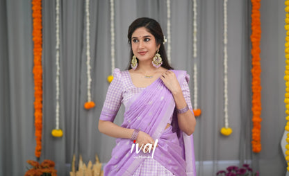 Padmakshi Blended Silk Halfsaree - Lavender Half Sarees