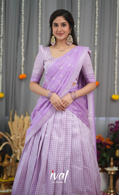 Padmakshi Blended Silk Halfsaree - Lavender Half Sarees