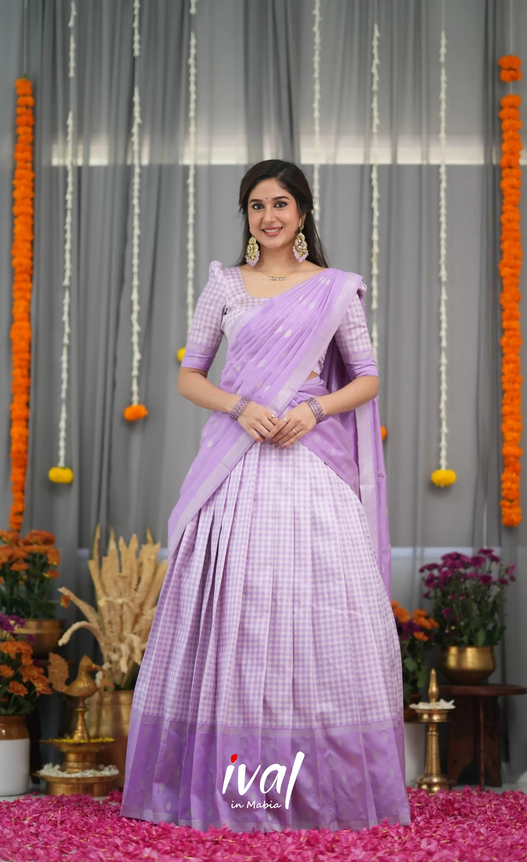 Padmakshi Blended Silk Halfsaree - Lavender Half Sarees