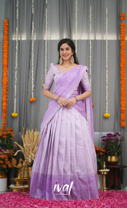Padmakshi Blended Silk Halfsaree - Lavender Half Sarees