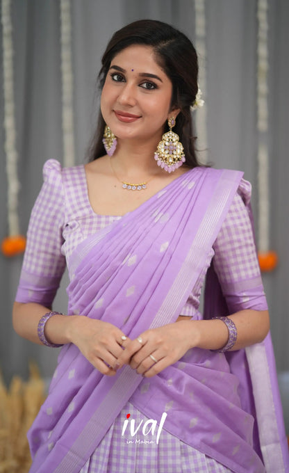 Padmakshi Blended Silk Halfsaree - Lavender Half Sarees