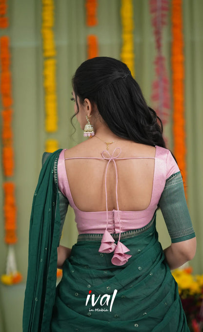 Padmakshi Blended Silk Halfsaree Light Green and Bottle Green Half Sarees