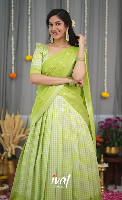 Padmakshi Blended Silk Halfsaree - Light Green Half Sarees