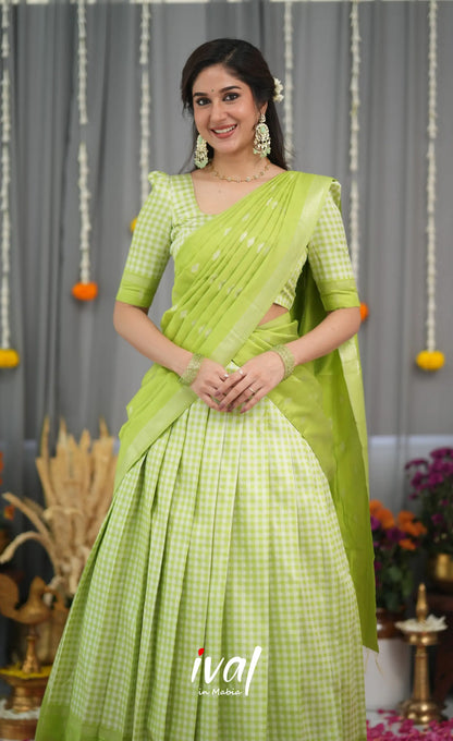 Padmakshi Blended Silk Halfsaree - Light Green Half Sarees