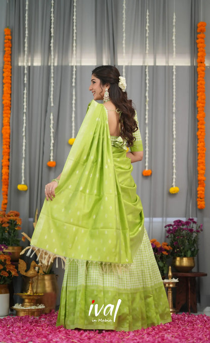 Padmakshi Blended Silk Halfsaree - Light Green Half Sarees