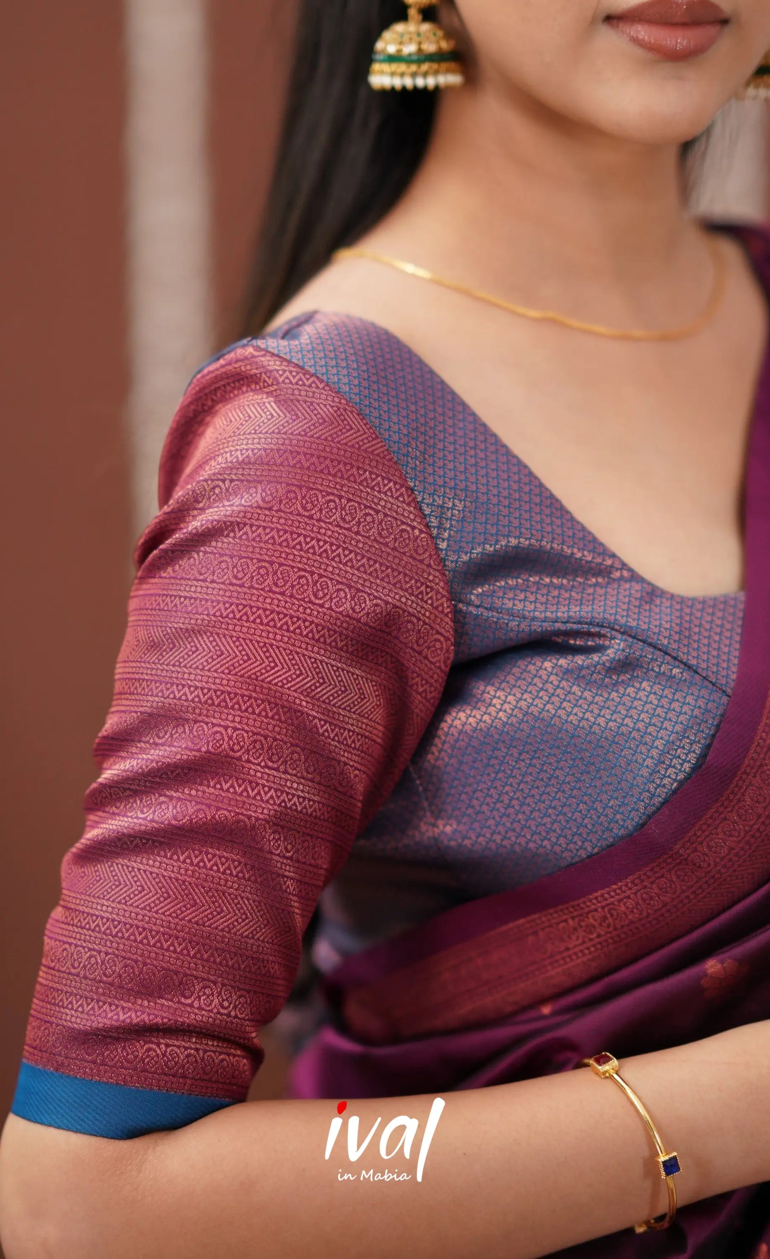 Padmakshi Blended Silk Halfsaree - Purple And Magenta Half Sarees