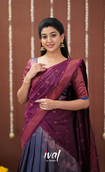 Padmakshi Blended Silk Halfsaree - Purple And Magenta Half Sarees