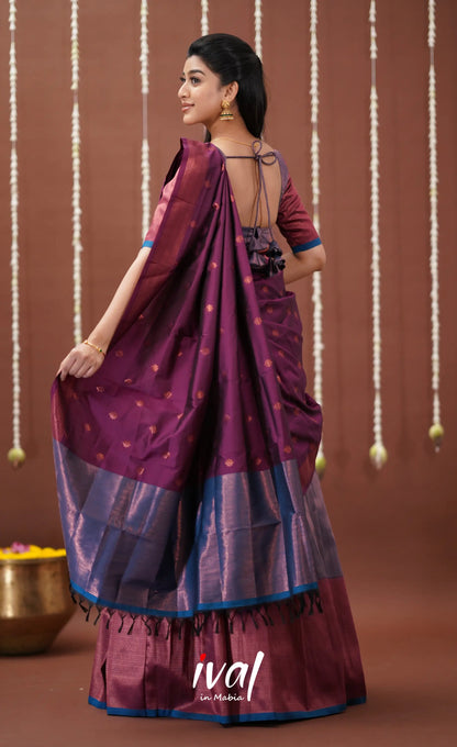 Padmakshi Blended Silk Halfsaree - Purple And Magenta Half Sarees