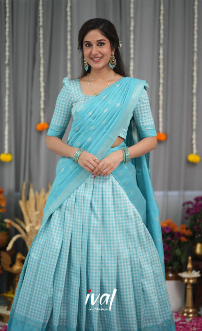 Padmakshi Blended Silk Halfsaree - Sky Blue Half Sarees