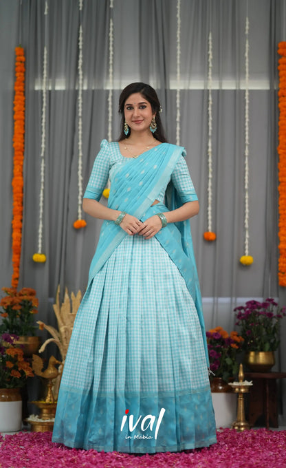 Padmakshi Blended Silk Halfsaree - Sky Blue Half Sarees