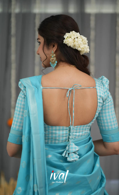 Padmakshi Blended Silk Halfsaree - Sky Blue Half Sarees