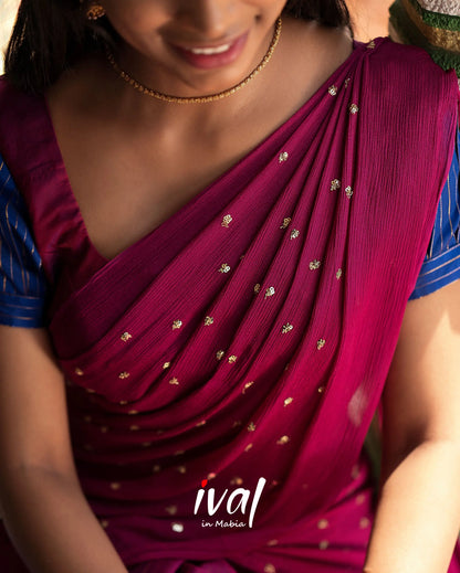 Padmakshi - Blue And Light Burgundy Silk Halfsaree Half Sarees