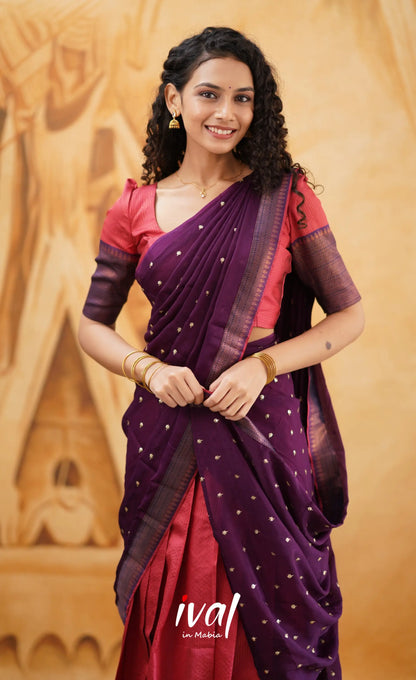 Padmakshi-Brick Red Blended Silk Halfsaree Half Sarees