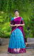 Padmakshi - Bright Blue Shade And Magenta Blended Silk Halfsaree Half Sarees