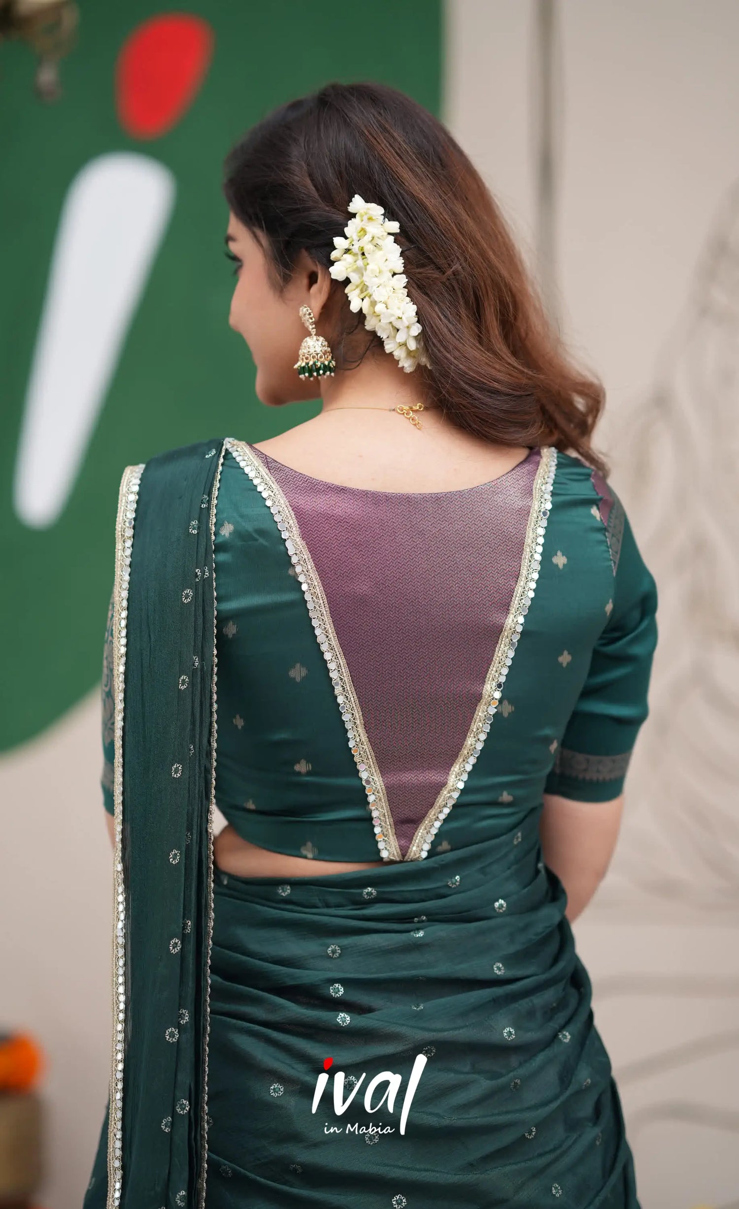 Padmakshi Dark Purple and Dark Green Blended Silk Halfsaree Half Sarees