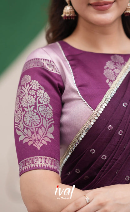 Padmakshi Lavender and Dark Purplish Wine Blended Silk Halfsaree Half Sarees