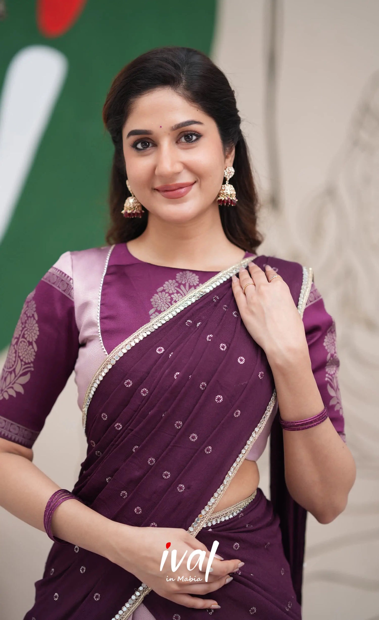 Padmakshi Lavender and Dark Purplish Wine Blended Silk Halfsaree Half Sarees