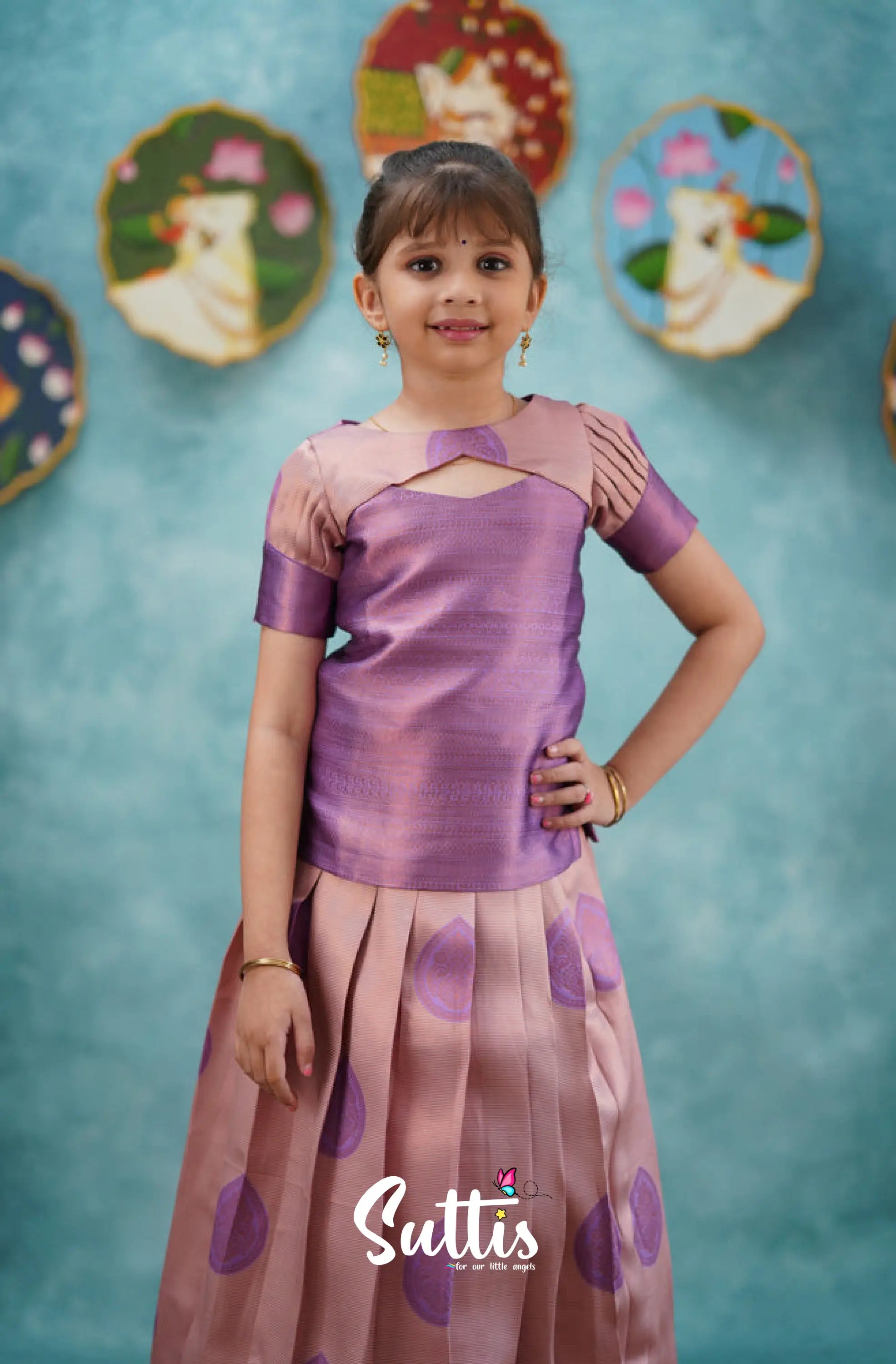 Padmakshi - Lavender Blended Silk Pavadai Sattai Kids-Suttis