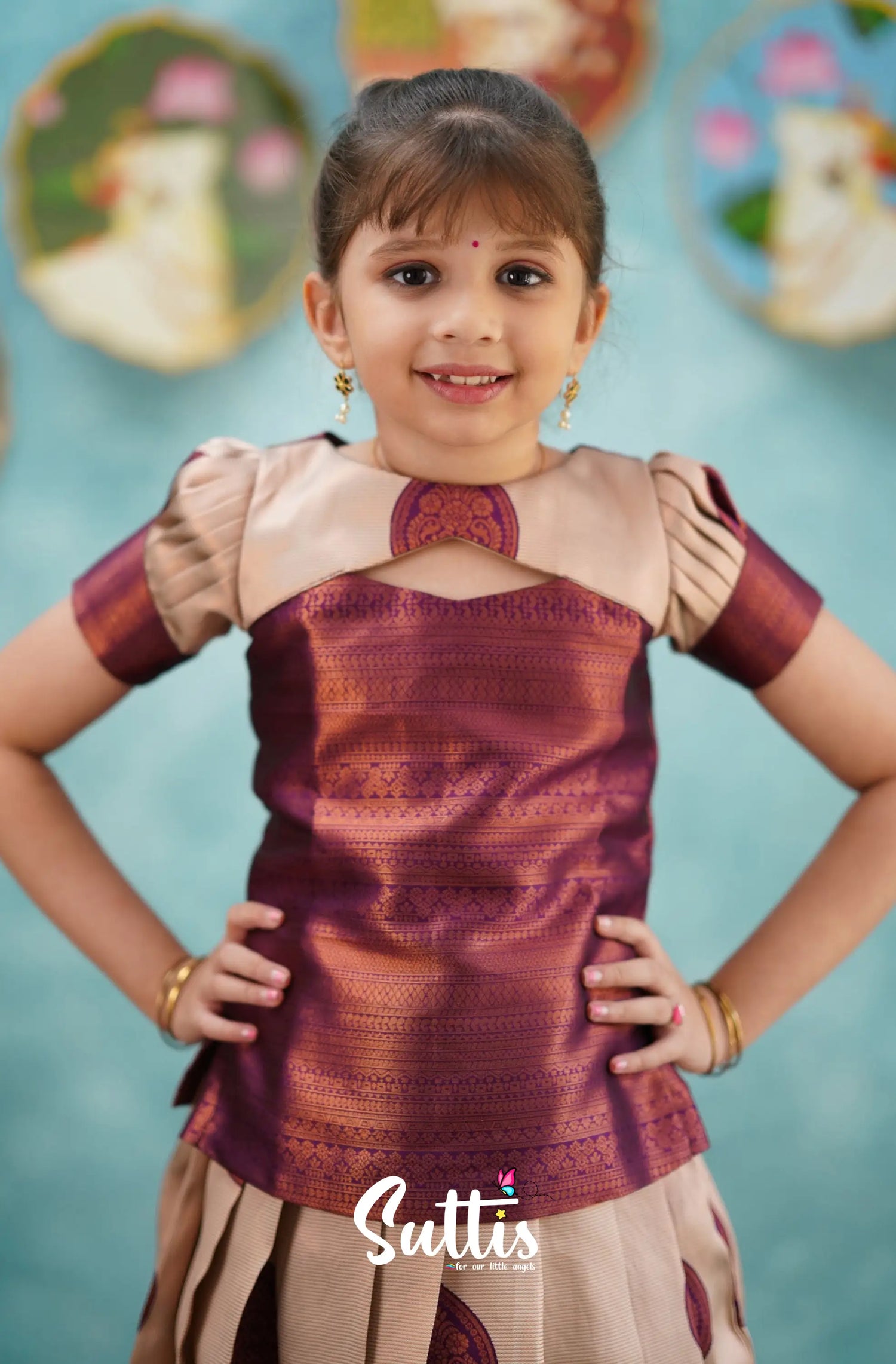 Padmakshi - Magenta Blended Silk Pavadai Sattai Kids-Suttis