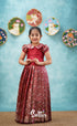 Padmakshi - Maroon Blended Silk Top And Skirt Kids-Suttis