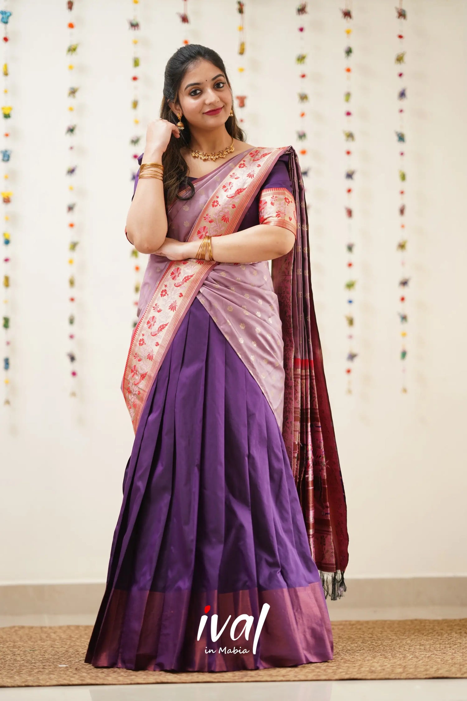 Padmakshi - Mauve And Violet Paithani Art Silk Halfsaree Half Sarees