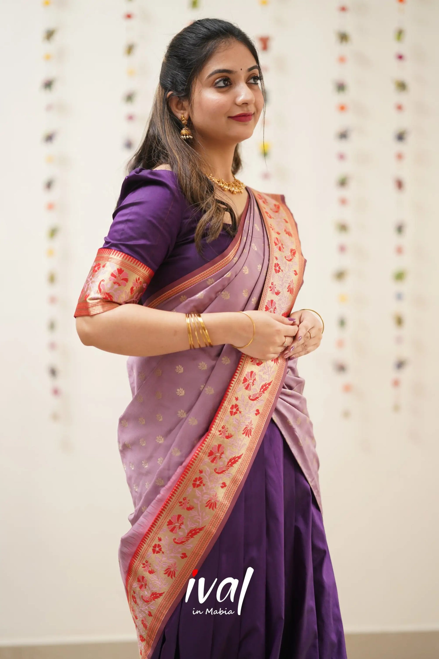 Padmakshi - Mauve And Violet Paithani Art Silk Halfsaree Half Sarees