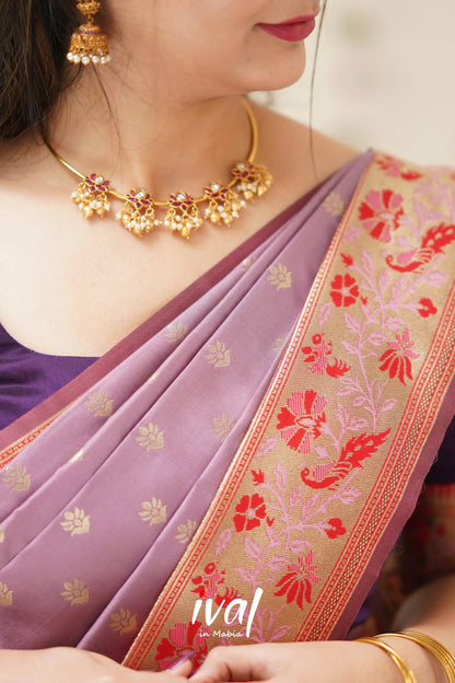 Padmakshi - Mauve And Violet Paithani Art Silk Halfsaree Half Sarees