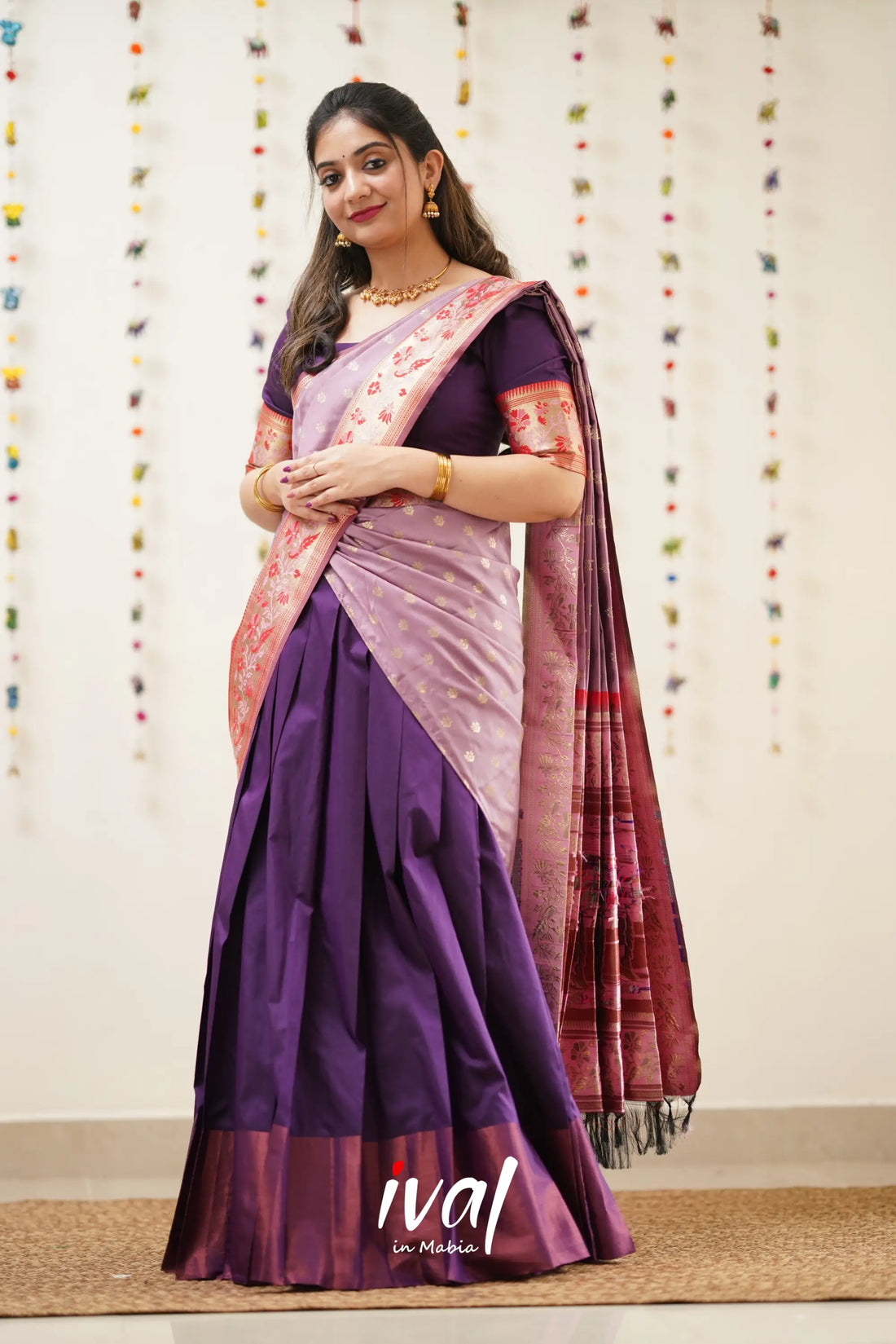 Padmakshi - Mauve And Violet Paithani Art Silk Halfsaree Half Sarees
