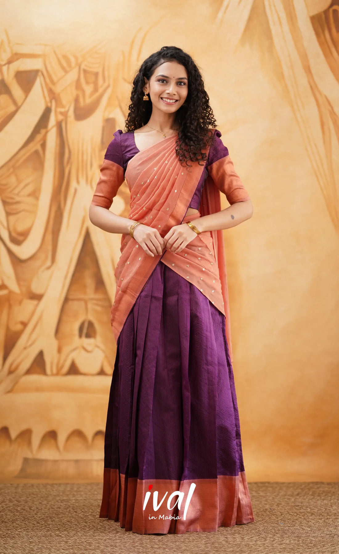 Padmakshi- Nava Purple Blended Silk Halfsaree Half Sarees