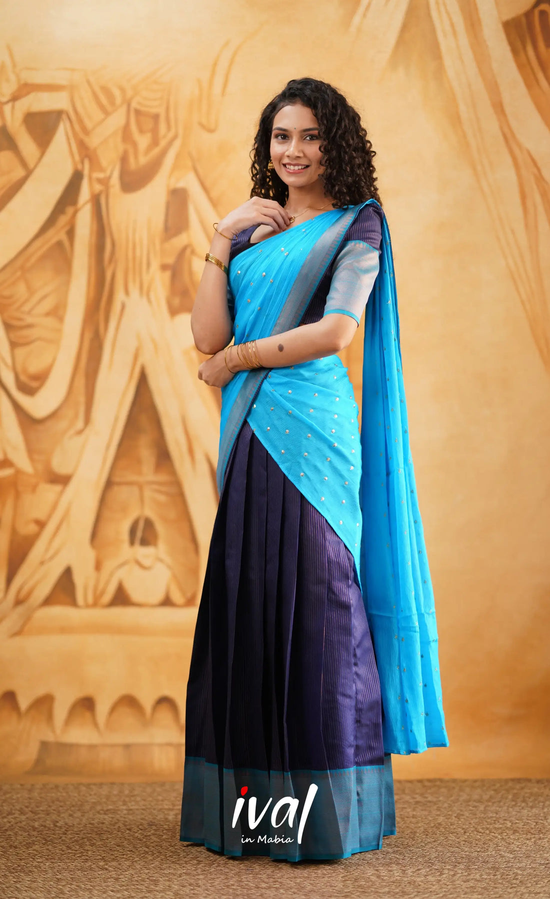 Padmakshi - Navy Blue Blended Silk Halfsaree Half Sarees