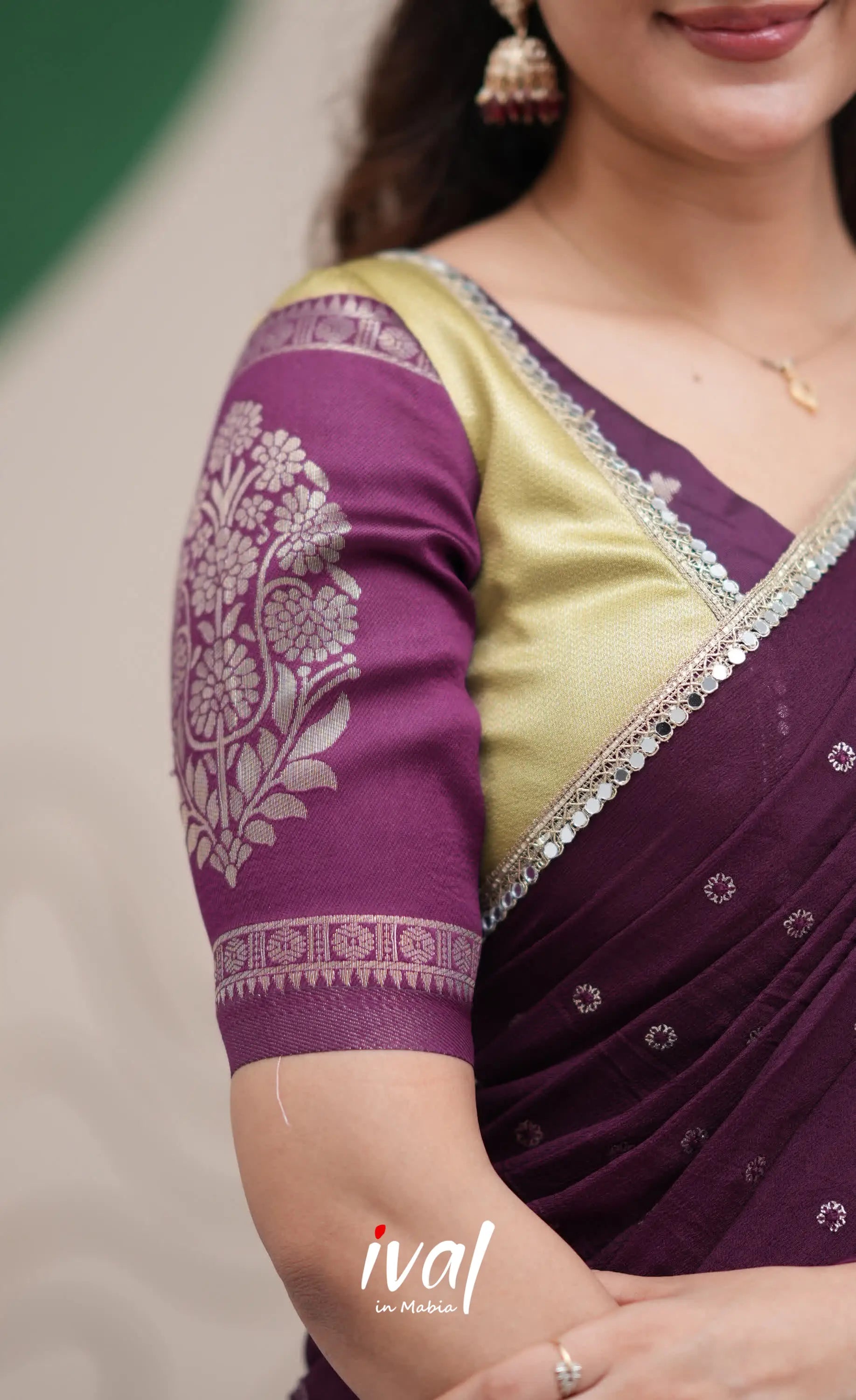 Padmakshi Pastel Yellow and Dark Purplish Wine Blended Silk Halfsaree Half Sarees