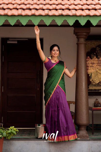 Padmakshi - Purple And Bottle Green Silk Halfsaree Half Sarees