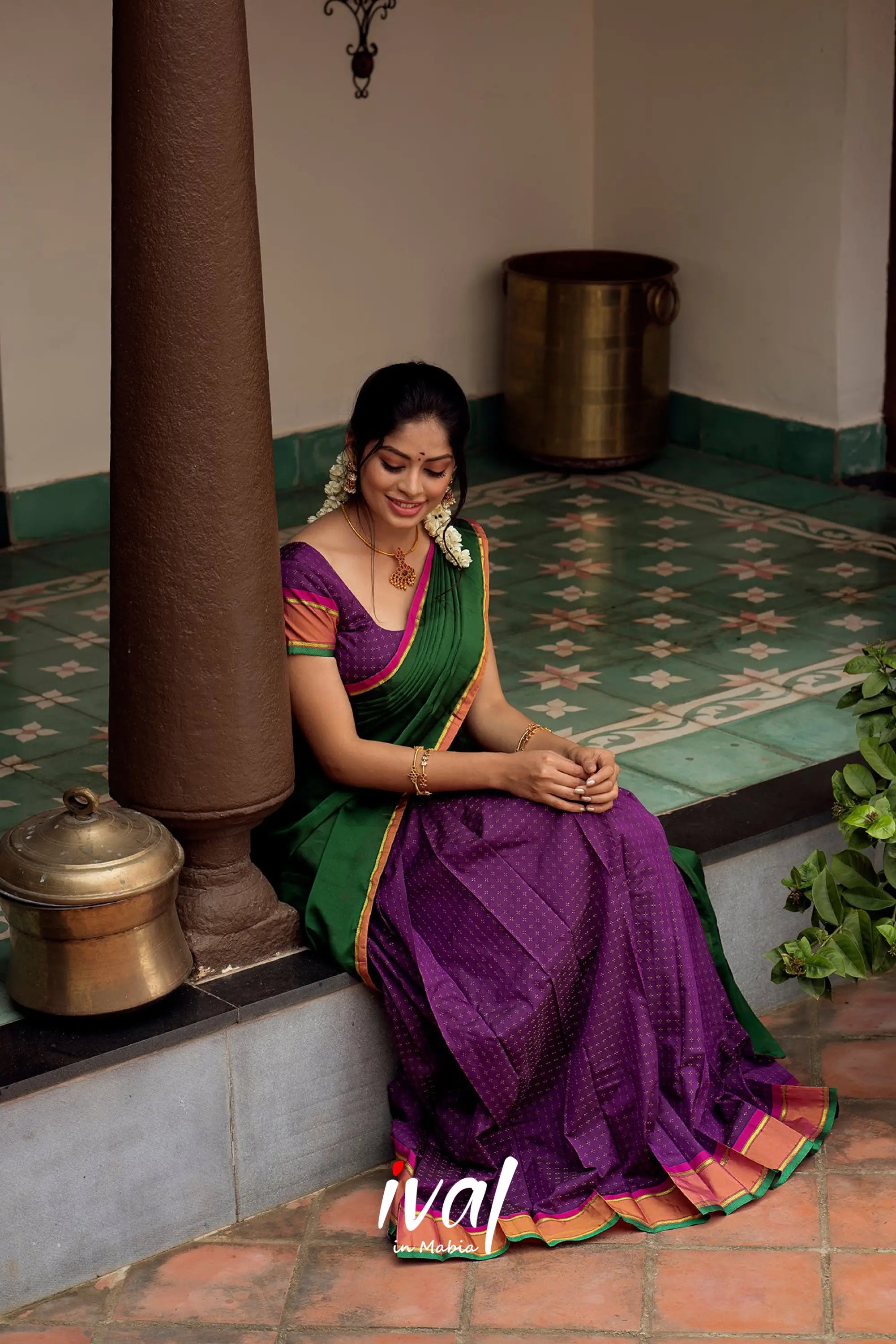 Padmakshi - Purple And Bottle Green Silk Halfsaree Half Sarees