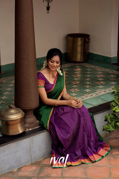 Padmakshi - Purple And Bottle Green Silk Halfsaree Half Sarees