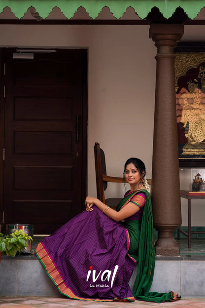 Padmakshi - Purple And Bottle Green Silk Halfsaree Half Sarees