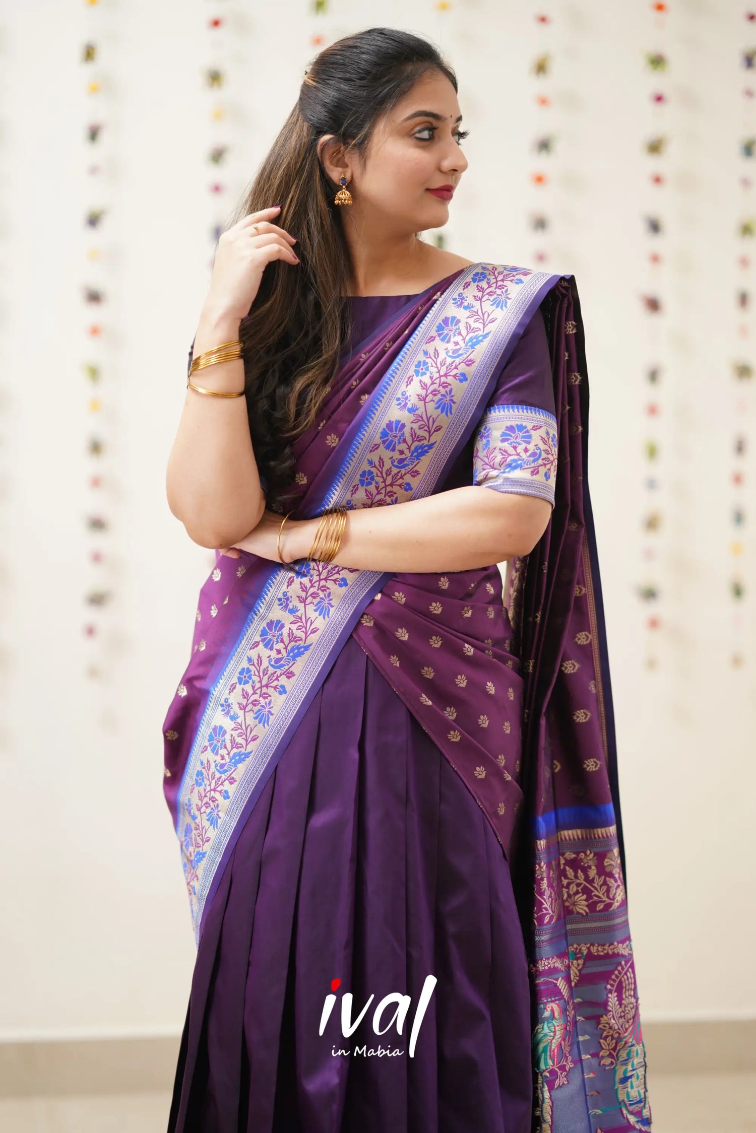 Padmakshi - Purple And Violet Paithani Art Silk Halfsaree Half Sarees