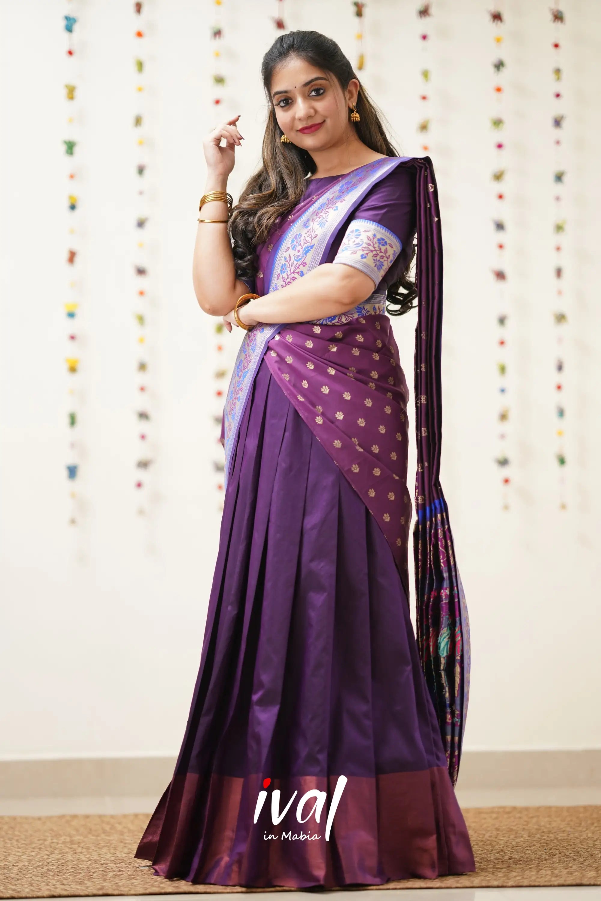 Padmakshi - Purple And Violet Paithani Art Silk Halfsaree Half Sarees