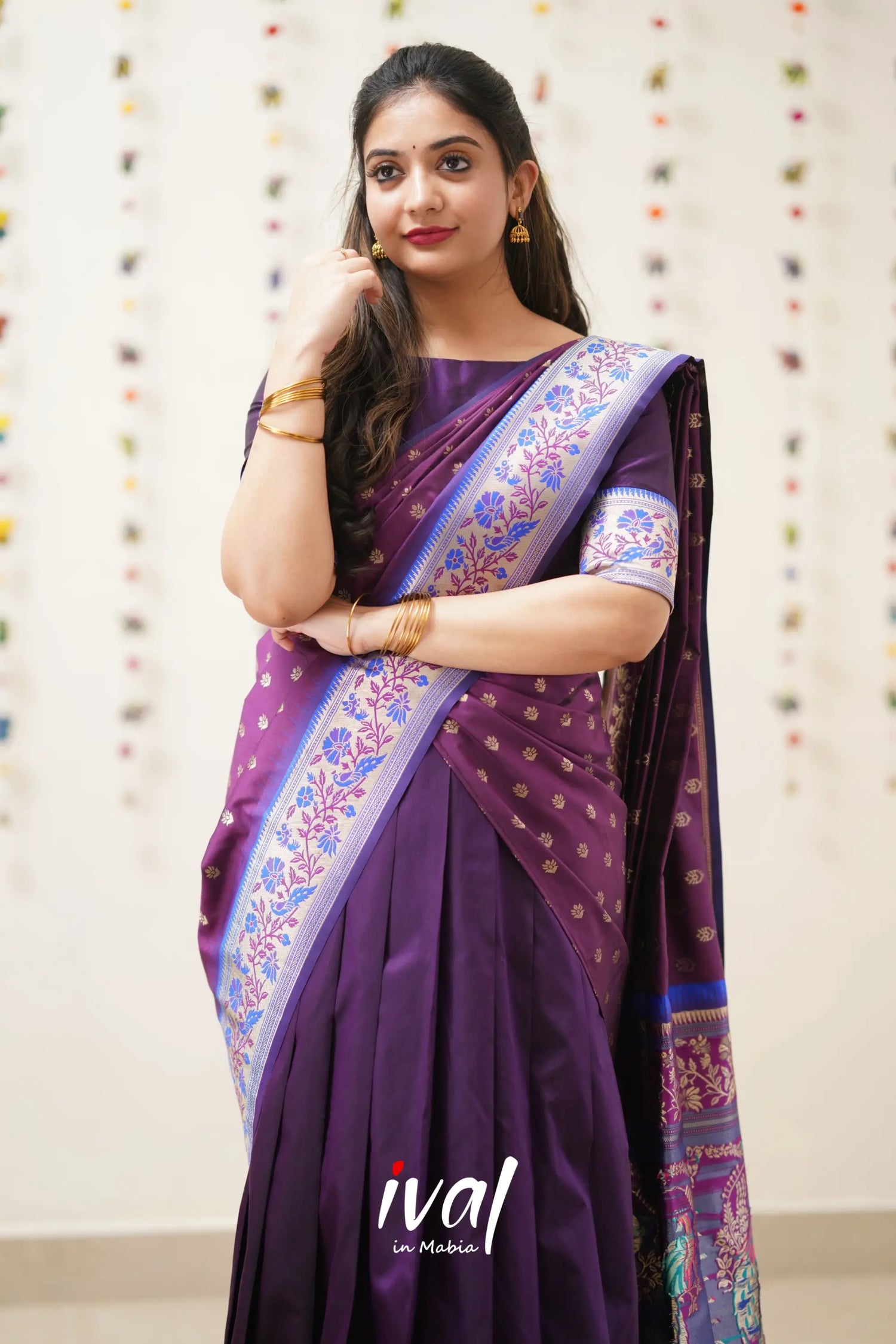 Padmakshi - Purple And Violet Paithani Art Silk Halfsaree Half Sarees