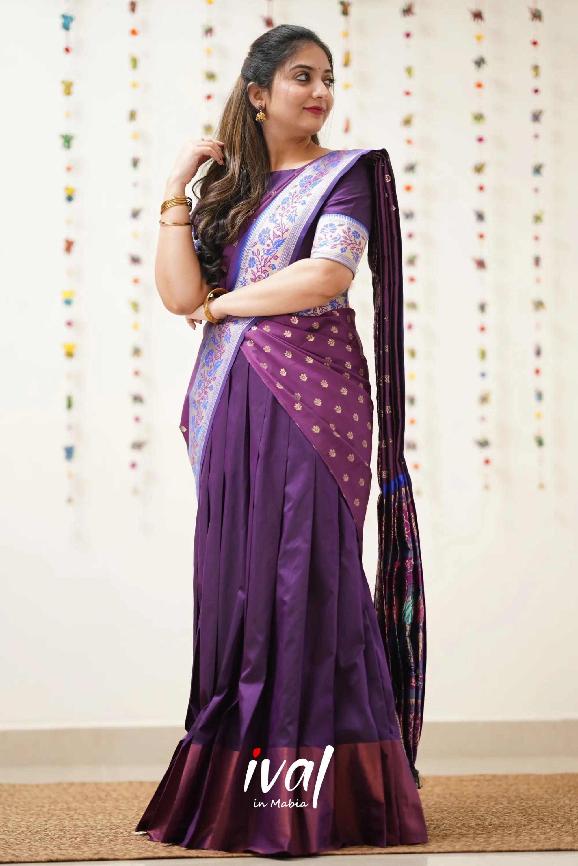 Padmakshi - Purple And Violet Paithani Art Silk Halfsaree Half Sarees