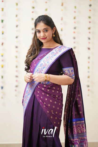 Padmakshi - Purple And Violet Paithani Art Silk Halfsaree Half Sarees