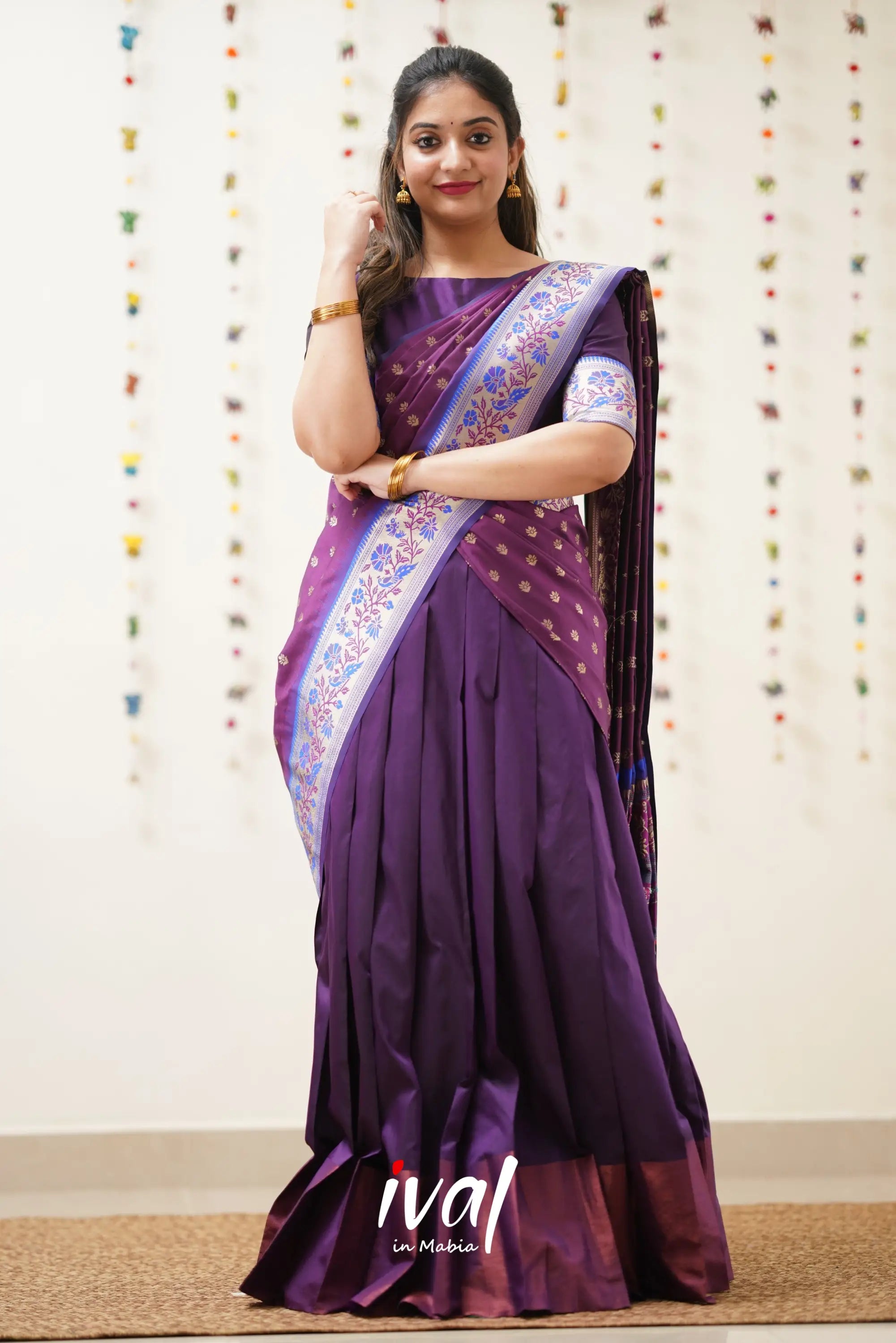 Padmakshi - Purple And Violet Paithani Art Silk Halfsaree Half Sarees