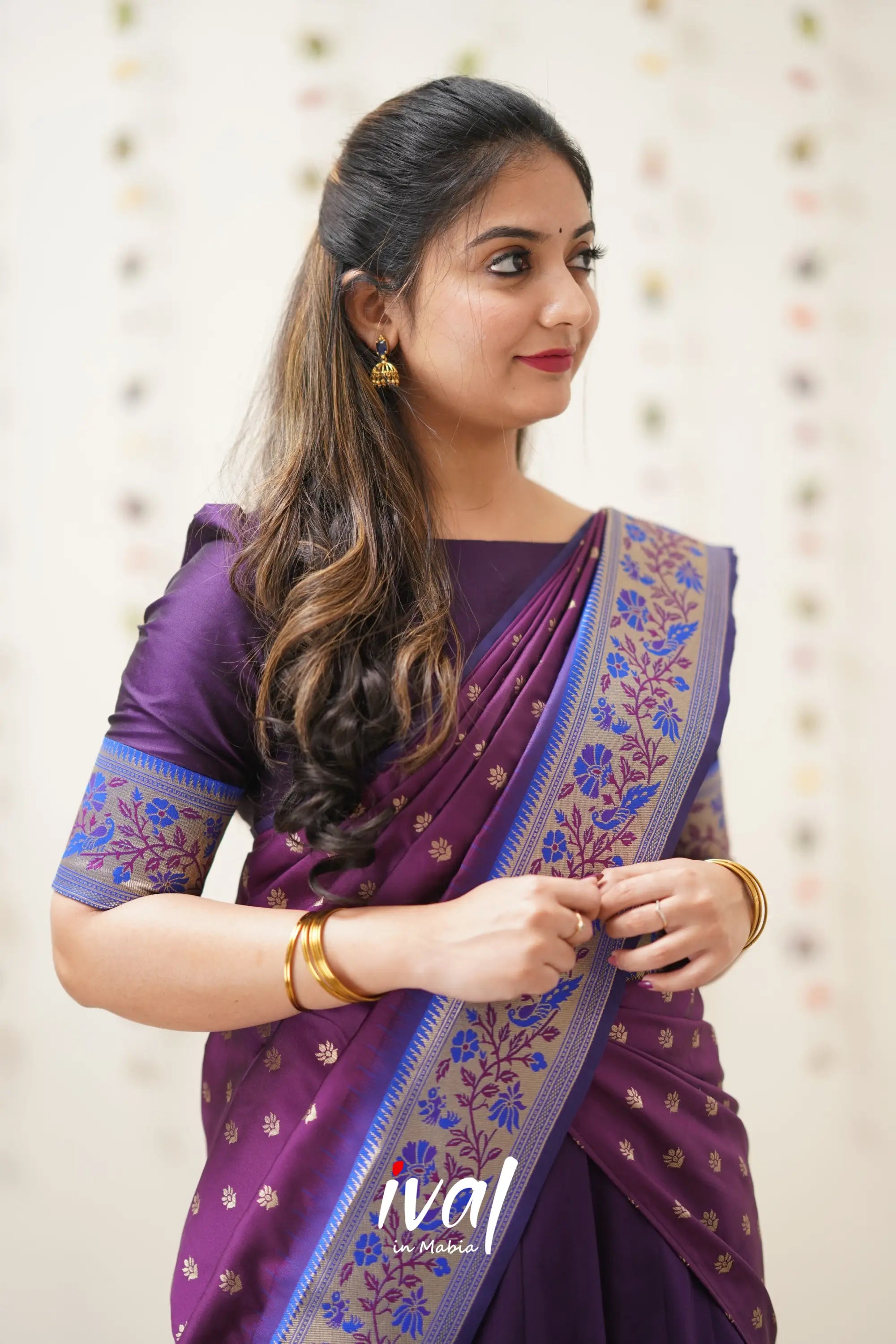 Padmakshi - Purple And Violet Paithani Art Silk Halfsaree Half Sarees