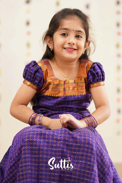 Padmakshi - Purple Silk Pavadai Sattai Kids-Suttis