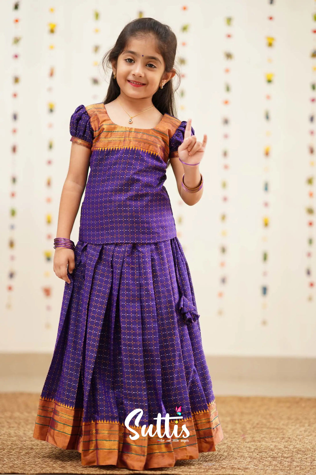 Padmakshi - Purple Silk Pavadai Sattai Kids-Suttis