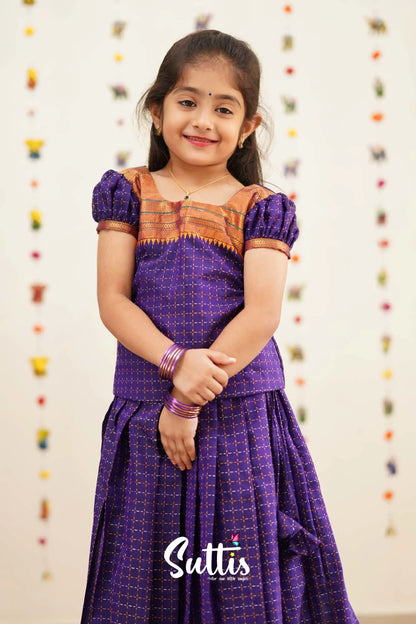 Padmakshi - Purple Silk Pavadai Sattai Kids-Suttis