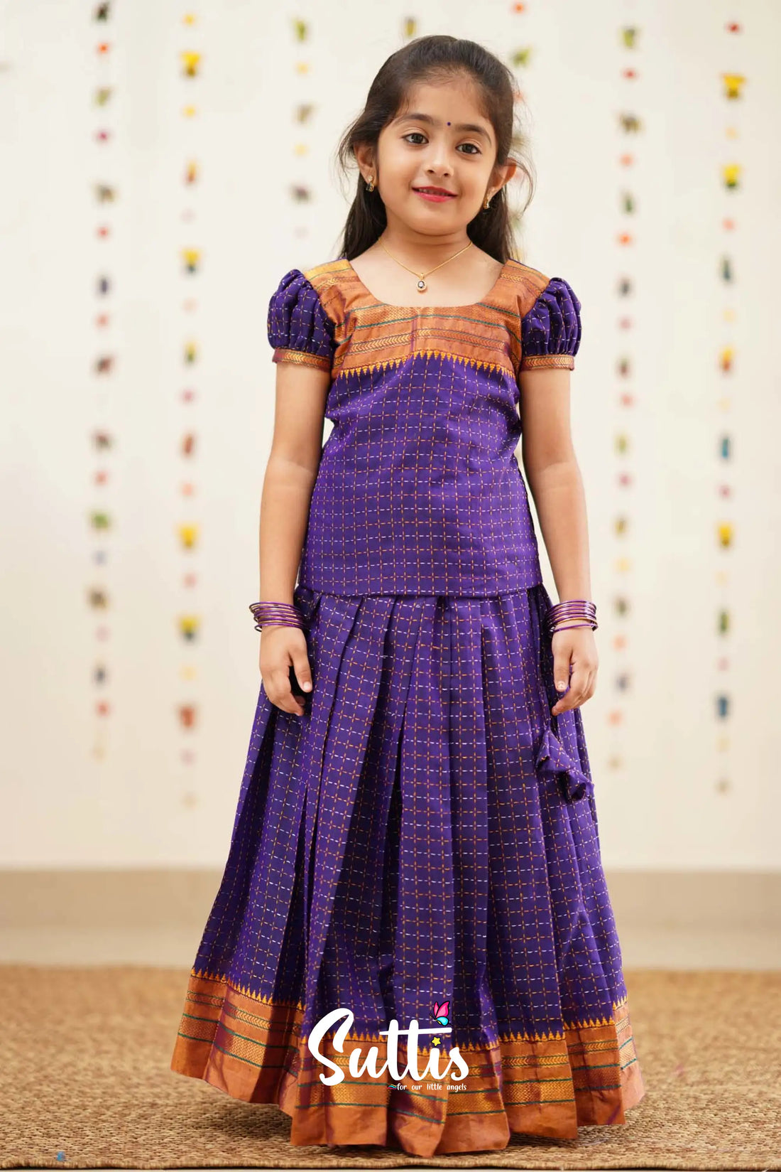 Padmakshi - Purple Silk Pavadai Sattai Kids-Suttis